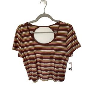 Juniors So Cropped Striped Tee (Size XXL)